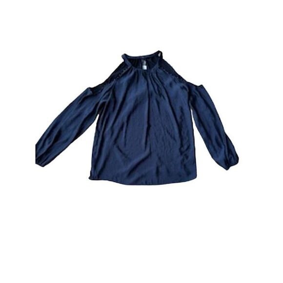 RAMY BROOK Women's Alana Beaded Cold-Shoulder Long Sleeve Blouse Blue Medium - Picture 2 of 11